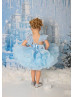 Light Blue Organza Frozen Lace Up Back Flower Girl Dress Light Blue Organza Frozen Lace Up Back Flower Girl Dress